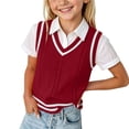 thumbnail image 2 of Tdoqot Gilrs Sweaters Vest- V-Neck Soft Warm Sleeveless Casual Kids Knit Tnak Tops Red Size 1 T, 2 of 7