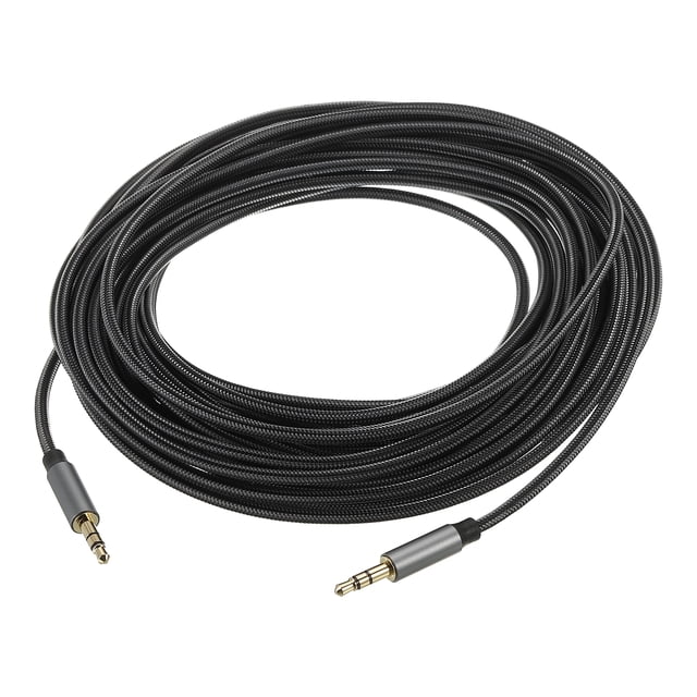 3.5mm Auxiliar Cable Macho a Macho Auxiliar Audio Cable HiFi Auriculares Cable 33 Pies Nylon Trenzado para Teléfono Auriculares Altavoz Estéreo, Gris