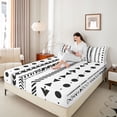 thumbnail image 3 of Homewish Retro Bohemian Geometric Bed Sheets,Boho Exotic Style Full Size Sheets,White,4 Pieces,1 Flat Sheet, 1 Fitted Sheet and 2 Pillowcases, 3 of 6
