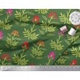 thumbnail image 3 of Soimoi Silk Fabric Leaves & Floral Artistic Printed Fabric 1 Yard 42 Inch Wide, 3 of 3
