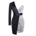 thumbnail image 2 of Sacos y Chaquetas de traje Vestido sexy de fiesta con lentejuelas en la cintura y manga larga para mujer,blazer casual（Negro， M), 2 of 4