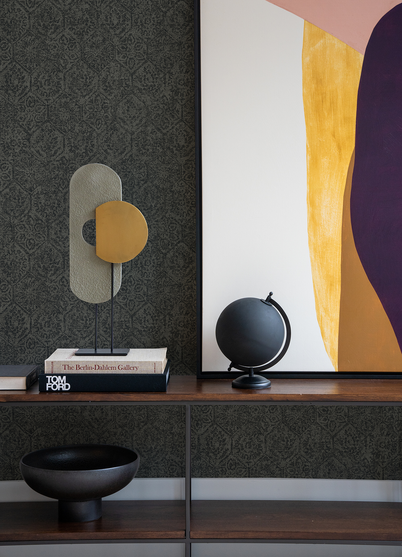 Advantage Edsel Charcoal Geometric Wallpaper