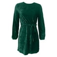 thumbnail image 5 of Women’s Plus Size Boat Neck Velvet Dress Long Sleeve Wrap Empire Waist Midi Dress for Wedding Guest, 5 of 5