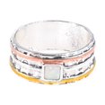 thumbnail image 3 of 8 Tricolor Anillo minimalista de cara ancha de plata europea y americana para la industria pesada, 3 of 5