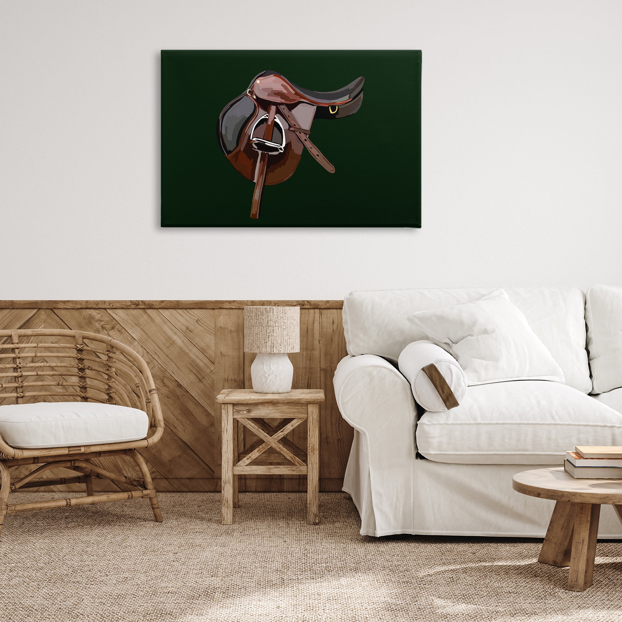 Stupell Industries Western Horse Saddle Abstract Painting Gallery Wrapped Canvas Art Print Wall Art, 36 x 24