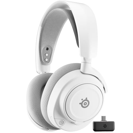 steelseries arctis nova 7 wireless gen 2 multi-platform gaming headset — real-time app control — 50+ hr — mixable 2.4ghz/bluetooth — pc ps5 ps4 switch 1/2 mobile — white