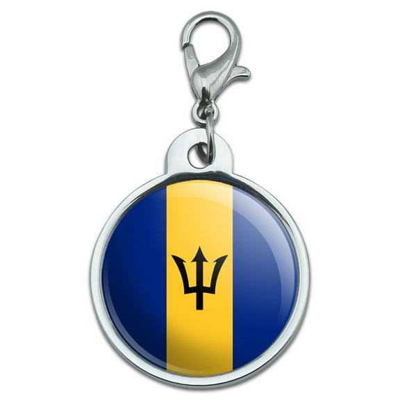 Barbados National Country Flag Small Metal ID Pet Dog Tag