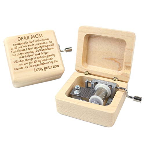 ROSIKING Wooden Music Box,Hand Crank Classic Antique Carved Wood Musical Boxes Best Gift for Birthday for Kids Children Christma (Maple Box (You are My Sunshine))