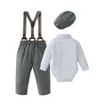 thumbnail image 2 of CARETOO Baby Boy Clothes Gentleman Outfits Suit Infant Shirts Suspender Pants Bowtie Beret Hat 0-18M, 2 of 13