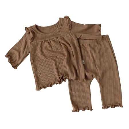 

4 Piece Set Boy Baby Girls Boys Autumn Solid Cotton Long Sleeve Long Pants Sleepwear Set Outfits Clothes Dress with Sleeve