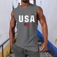 thumbnail image 2 of HCNTES American USA Flag Tank Top for Men Patriotic 4th of July Sleeveless Shirt(Grey,XL), 2 of 4