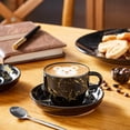thumbnail image 2 of Vancasso 4 oz Coffee Mug Sets of 6, Stackable Espresso Cups with Saucers & Metal Stand, Ceramic Cappuccino Cups for Espresso, Tea, Black, 2 of 8