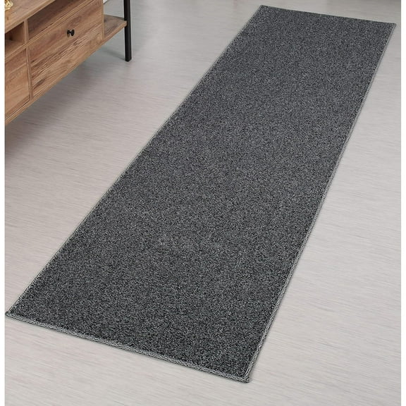 Extra Thick Residential Hallway Entryway Kitchen Floor Carpet Runner Rug | Slip Skid Resistant Rubber Backing | 26 inch Wide X 8 ft Long |Black
