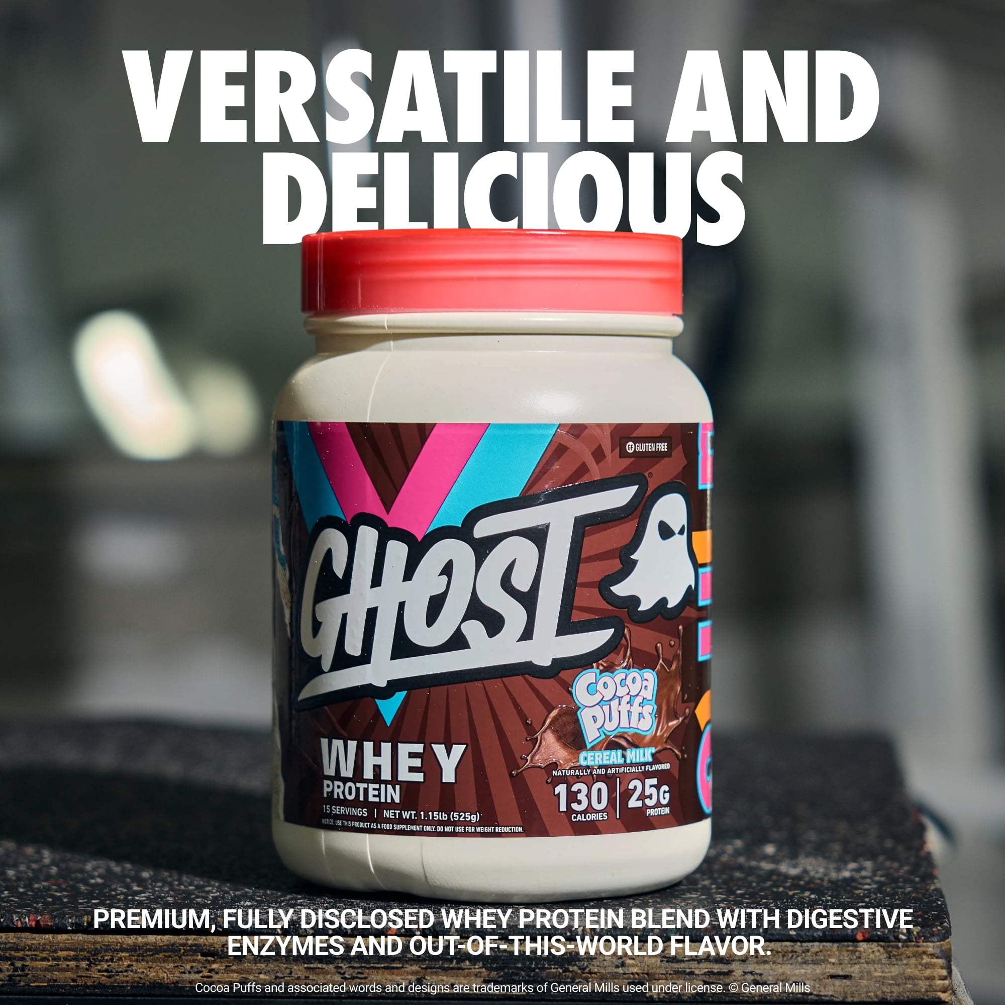GHOST Whey Protein Powder, 25g Protein, Cocoa Puffs, 1.15 lb, 15 Servings