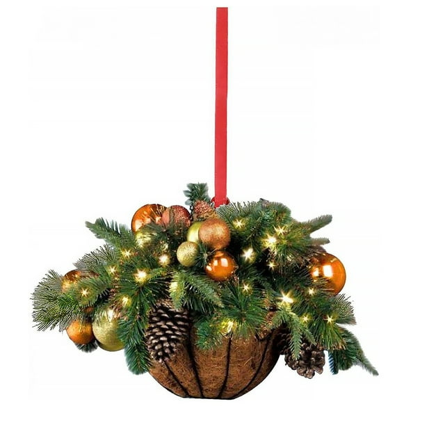 Cesta colgante decorada, árbol de Navidad acrílico de Navidad, decoración navideña, cesta colgante navideña artificial, tecnología avanzada
