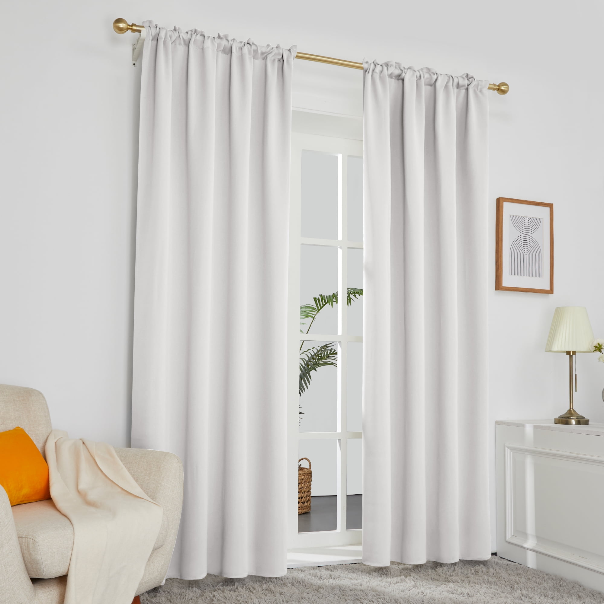 ZOPZO Bedroom Blackout Curtains Rod Pocket Noise Reducing Window Curtains for Living Room 52 x 72 inch Grayish White 2 Pieces