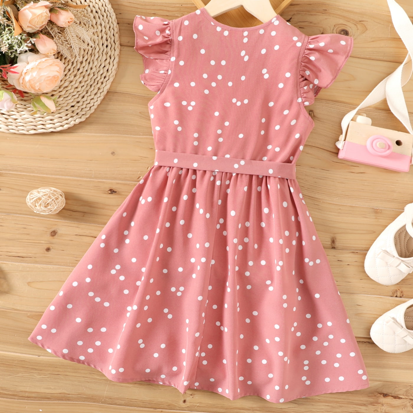 Baby Girl Love Heart Design Polka Dots Sleeveless Mesh Romper