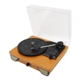 thumbnail image 4 of Tocadiscos de vinilo retro reproductor de discos Bluetooth a prueba de polvo estéreo de 3 velocidades portátil distancia de 10 m con cubierta para tableta para teléfono, 4 of 8