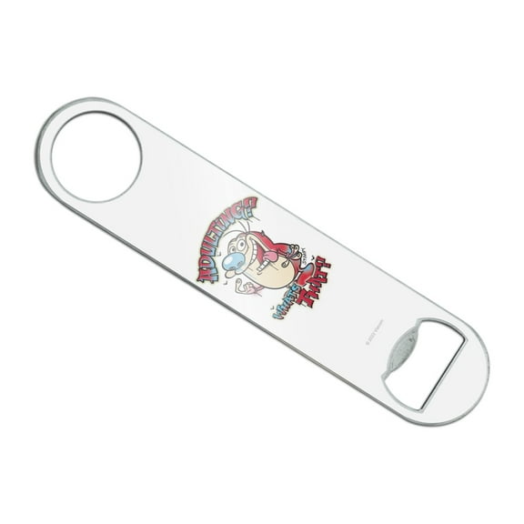 Ren and Stimpy Adulting What's That? Stainless Steel Vinyl Covered Flat Bartender Speed Bar Bottle Opener