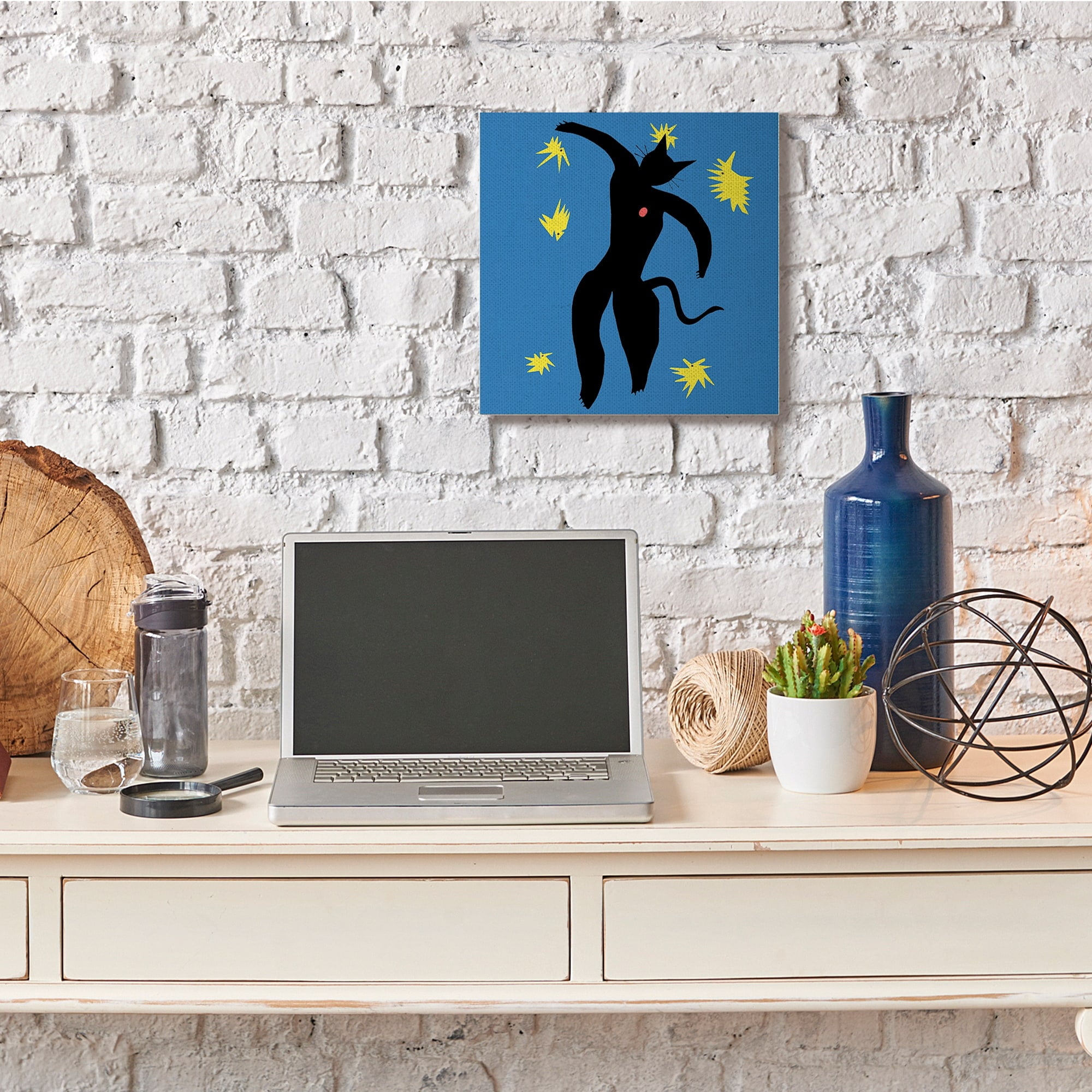 Stupell Industries Matisse Cat Icarus Classic Painting Parody,30 x 30,Designed by Chameleon Design, Inc.