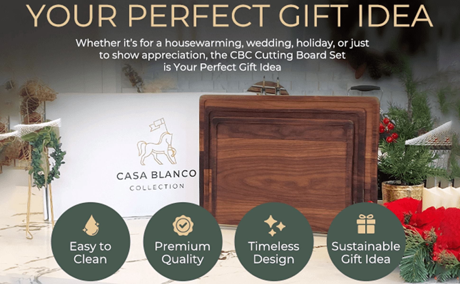Black Walnut 3 piece Cutting Boards with black walnut stand