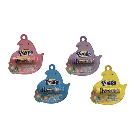 Peeps Lip Balm Set of 4 Vanilla Grape Strawberry Cotton Candy Easter Basket