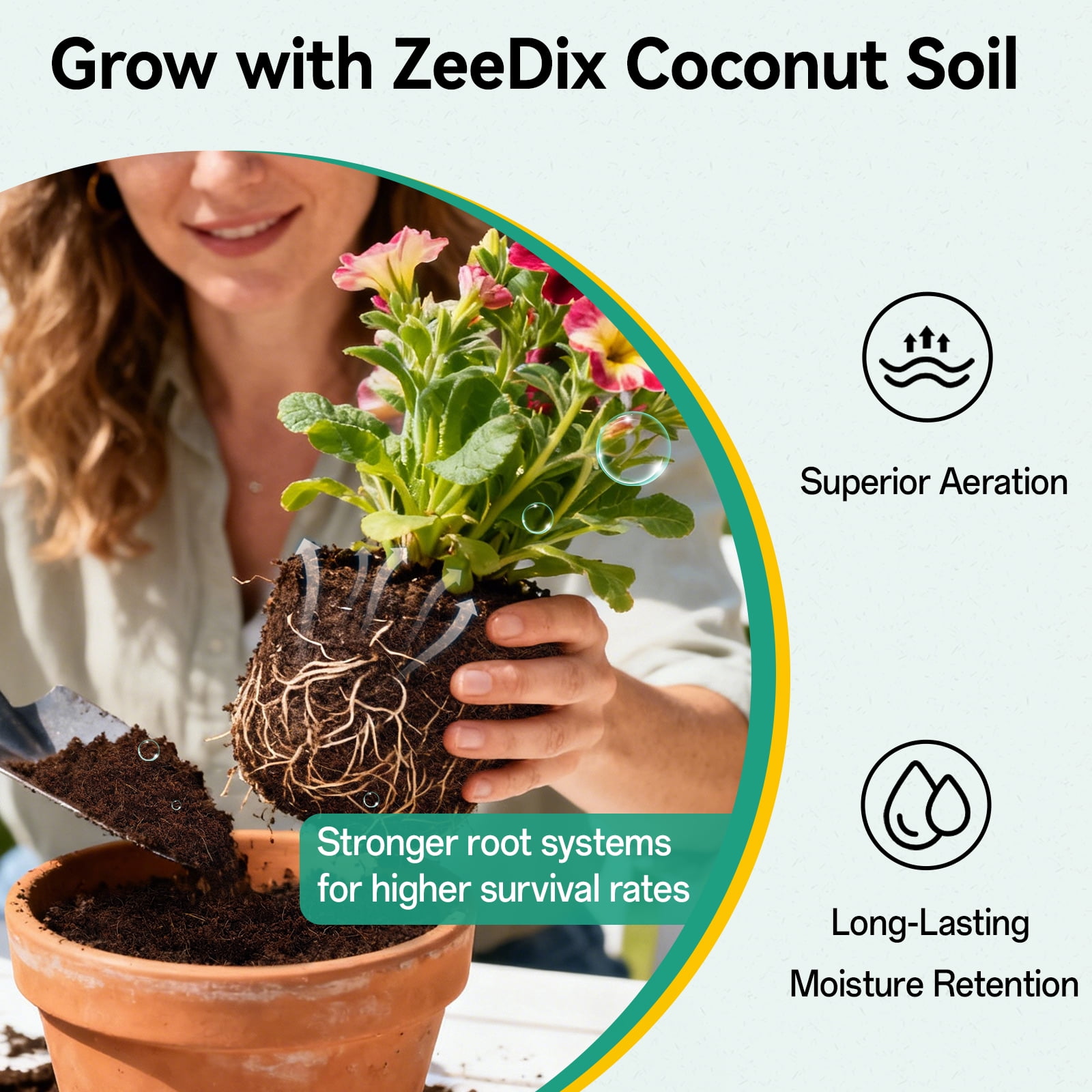 ZeeDix 50 Pcs  50mm Compressed Coco Coir Fiber Potting Soil- Organic Coco Coir Pellet Fiber Soil for Planting Bonsai, Herbs, Plants, Flowers and Vegetables