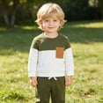 thumbnail image 2 of VedolayToddler Boy Clothes for Fall Winter Baby Boys Outfit Contrast Color Sweatshirt+Elasitc Waist Pant 2-Piece Set Size 6M 9M 12M 18M 2T 3T, 2 of 8