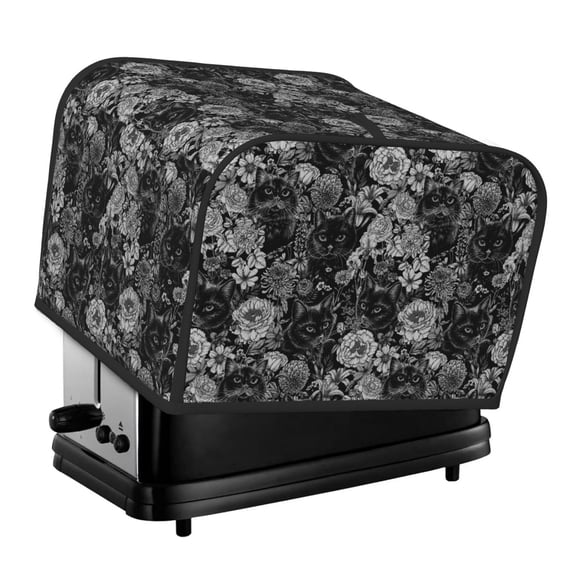 Rateoe Black Cats In A Garden Pattern Toaster Covers 4 Slice Wide Slot,Bread Machine Cover,Bread Dust Cover & Fingerprint Protection,Appliance Covers
