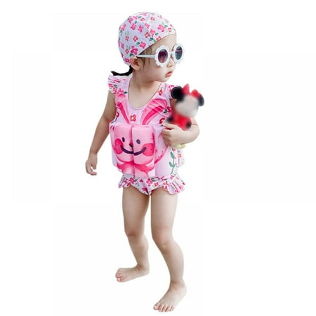

Baby Toddler Girls Boys Float Suit One Piece Rashguard Swimsuit Rashguard Buoyancy Swimsuit with Cap Floatation Swimsuits for Kids