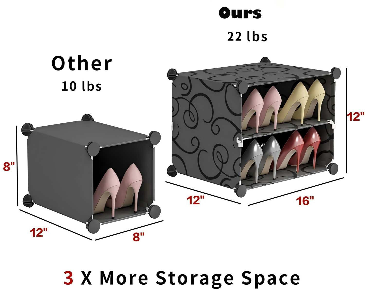 7 Tiers Portable Shoe Rack Organizer 48 Pairs Shelf  Cabinet for Heels