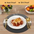thumbnail image 4 of Black Morocco Round 15 Inch Placemats Set of 2, Grey Striped Middle Century Patterned HeatResistant Non Slip Place Mats for Dining Table, Wipeable Braided Kitchen Table Mats for Housewarming, 4 of 9
