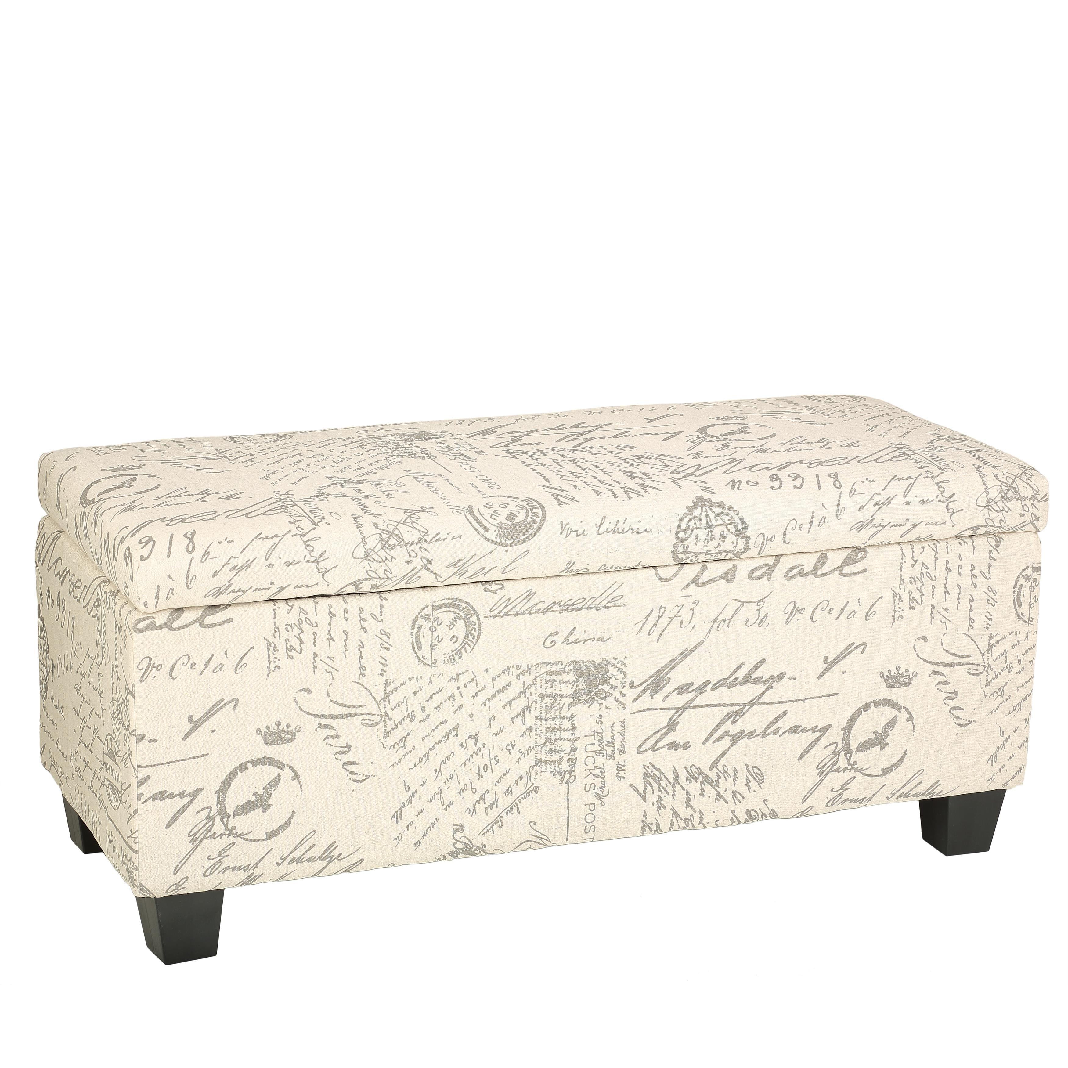Cortesi Home Fitzgerald Script Fabric Storage Ottoman Long Bench Walmart Com Walmart Com