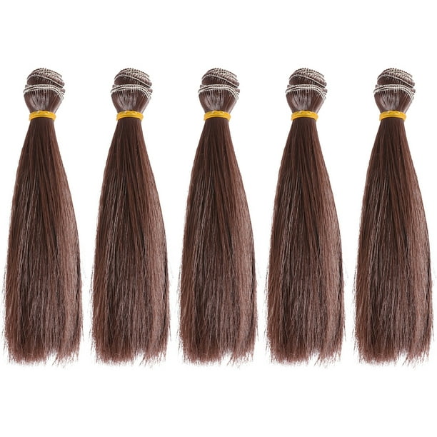 5 pcs 15 cm resistente al calor de peluca llave de cabello a mano DIY Molly Wigs Extensiones de cabello de trama para el Proyecto de la Escuela Interior (negro claro)