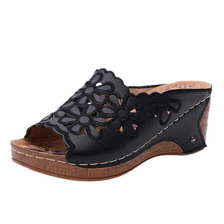 

Women s Fashion Casual Hollow Out High Heels Thick Platforms Shoes Slippers