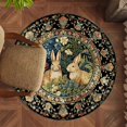thumbnail image 2 of Orlco Art Round Rug,Machine Washable Round Bunny Area Rug with Non Slip Backing,44 Inches Cute Rabbits Bohemian Floral Animal Nursery Rug Floor Decoration Carpet Mat for Living Room,Bedroom, 2 of 4
