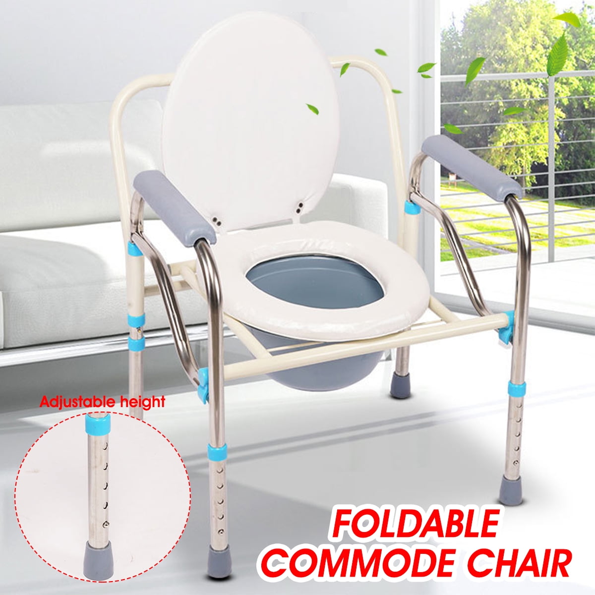 3in1 Folding Commode, Bed side Commode, Portable Height Adjustable