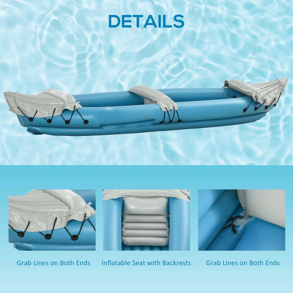 Resenkos 2-Person Inflatable Kayak with Paddles and Repair Kit for Tandem Use - Blue