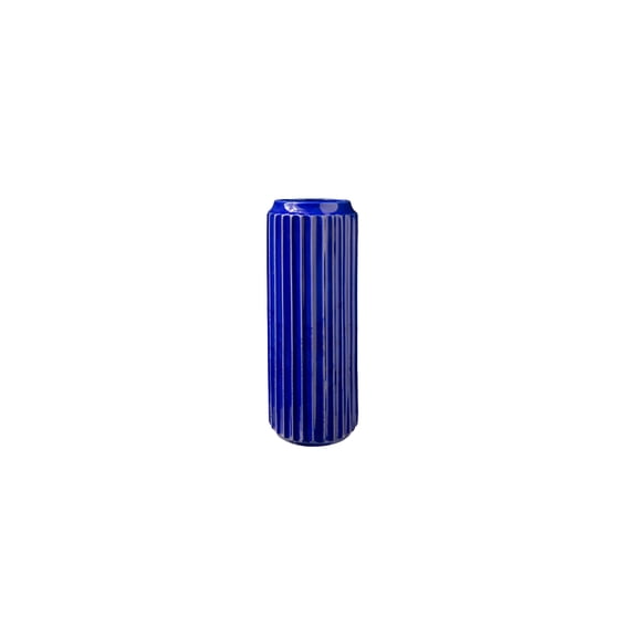 Jensen Corrugated Ceramic Vase – Modern Decorative Flower Vase for Home Decor, Living Room, Bedroom, Table Centerpiece (Size - 4.00"x11.00"H, Blue)