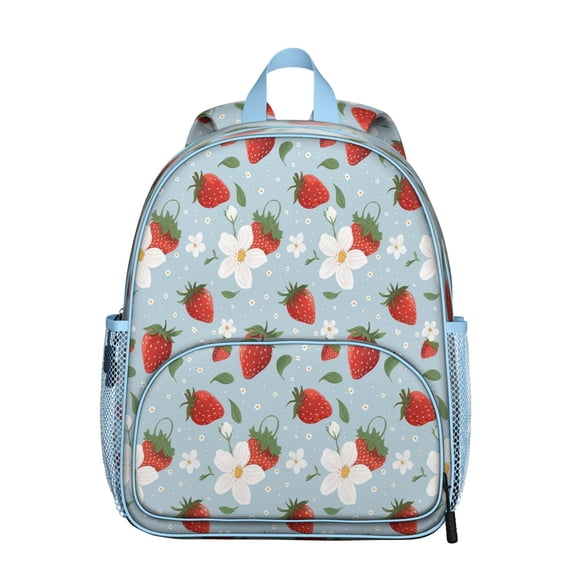 Blue Strawberry Plants Fruit Backpack Backpack for School,Cute School Bag,Schoolbag with Adjustable Shoulder Straps & Padded Back,13.8"x11.4"x6"