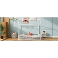 thumbnail image 4 of Kacho Full Size Metal House Bed with Fence and Door, Low Profile Canopy Bed for s, Easy Assembly, White, 4 of 10