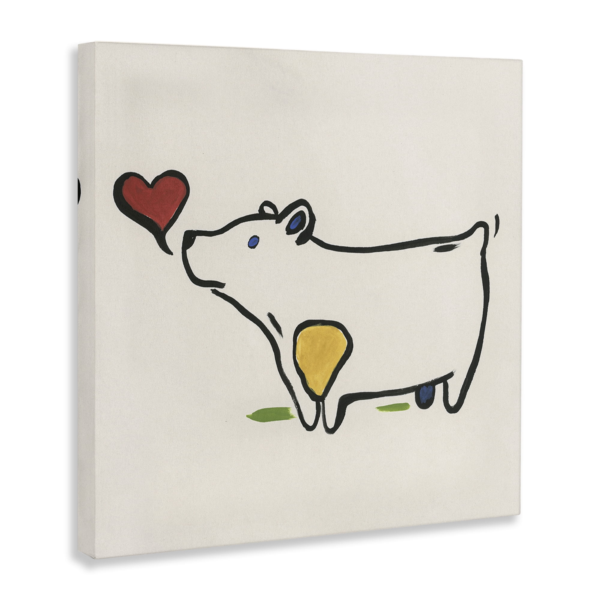 Stupell Industries Bear & Heart Doodle Animals Painting Wrapped Canvas Art Print Wall Art, 30 x 30