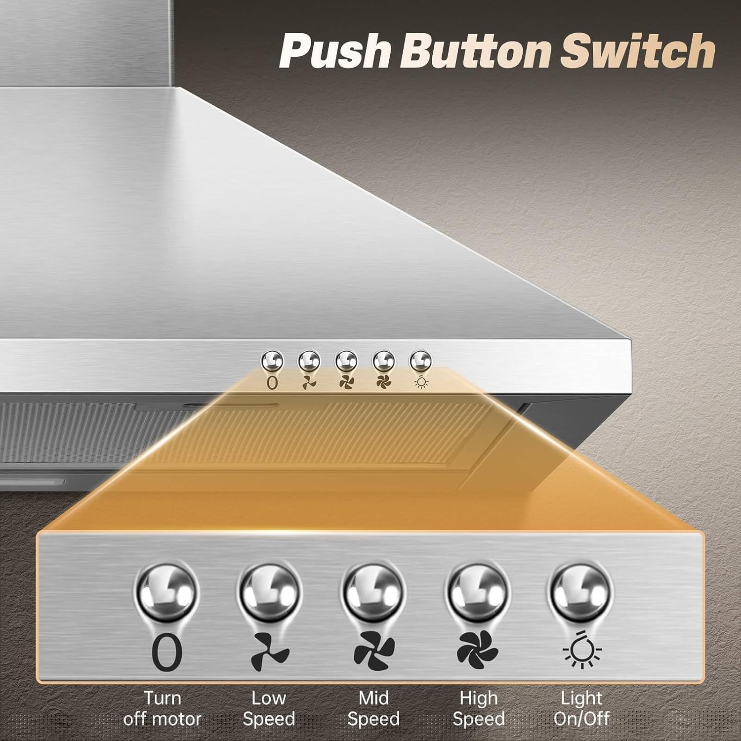 thumbnail image 6 of 24 inch Wall Mount Range Hood 450CFM 120V - Stainless Duct Convertible with 3-Speed Fan & Filters, 6 of 7