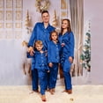 thumbnail image 3 of BLOCLOALO Family Matching Christmas Pajamas Set Silk Satin Pajamas Button Down Sleepwear 2025 Silk Satin Plus Size Casual Long Sleeve Comfy Loungewear Matching Sets Holiday Pajamas Blue 140, 3 of 8