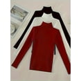 thumbnail image 2 of 3 Packs Knitted Turtleneck Pullover Sweater, Long Sleeve Casual Solid Color Sweater For Fall & Winter, Women's Clothing, 2 of 10