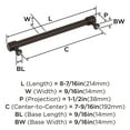 thumbnail image 6 of Amerock Faircrest 7-9/16 inch (192mm) Center-to-Center Oil-Rubbed Bronze Cabinet Pull, 6 of 7