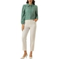 thumbnail image 2 of INSPIRE CHIC Women's Puff Long Sleeve Button Down Collar Shirt Elegant Blouse Top M Pea Green, 2 of 5