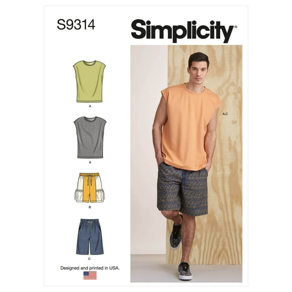 Simplicity Sewing Pattern 9314 Tops, Shorts A (XS-S-M-L-XL)