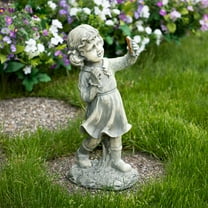 Northlight 18" Distressed Gray Girl with Cell Phone Solar Powered LED Lighted Outdoor Patio Garden Statue