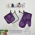 thumbnail image 5 of 5 Pcs Kitchen Set Heat Resistant Oven Mitts and Non-Slip Pot Holders with Adjustable Cooking Apron Purple Rose Line Art, 5 of 6